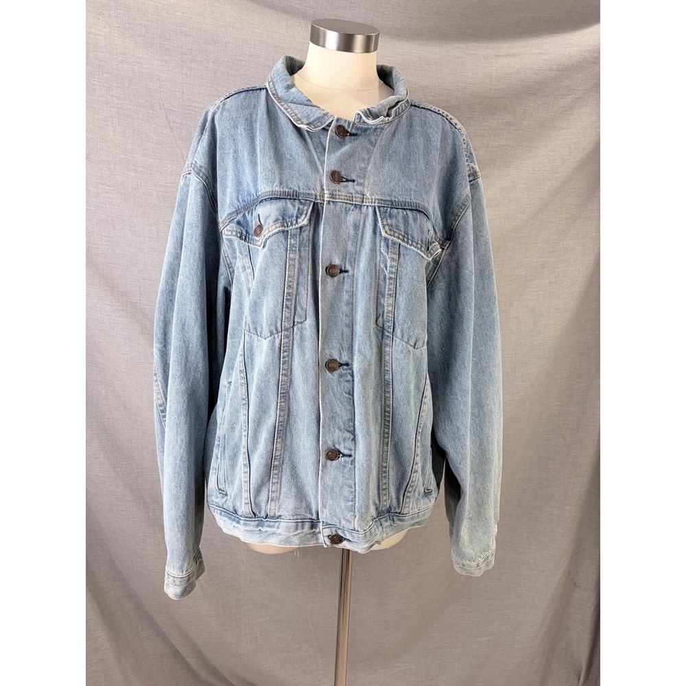 Princess Polly Light Wash Blue Denim Oversized Trucker Jacket XL XXL 100% Cotton